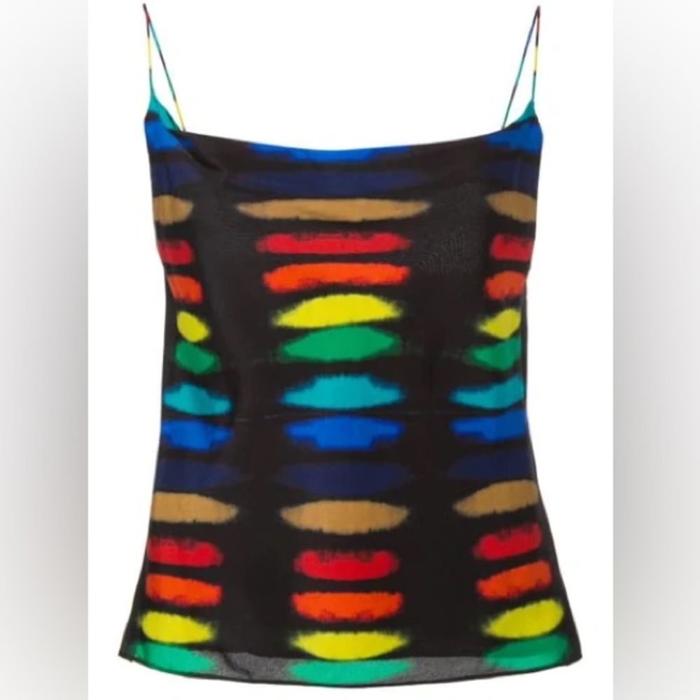 Alice + Olivia Silk Rainbow Stripe Tank